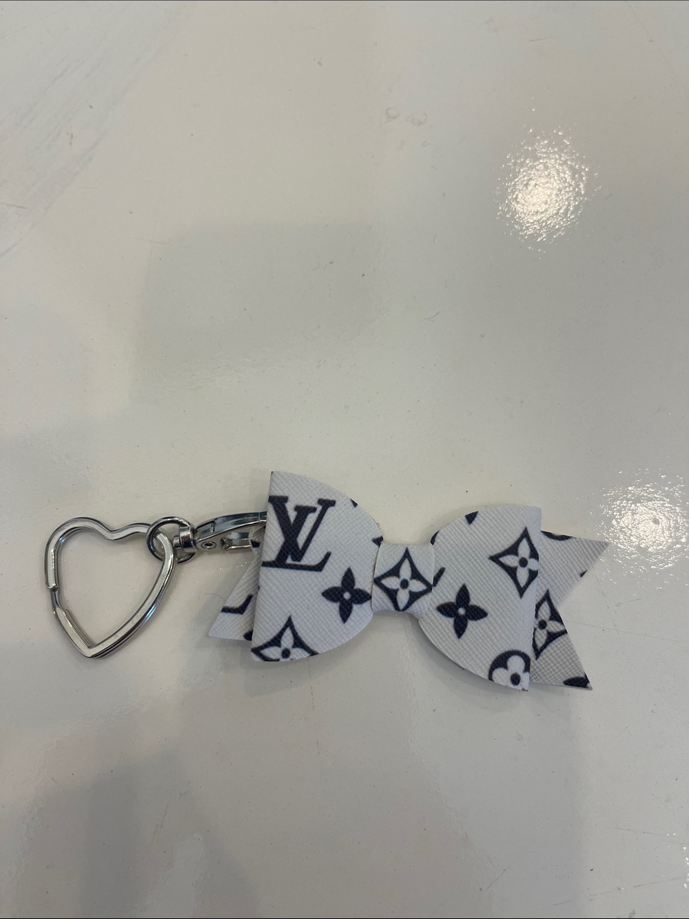 White & Black Bow Keychain